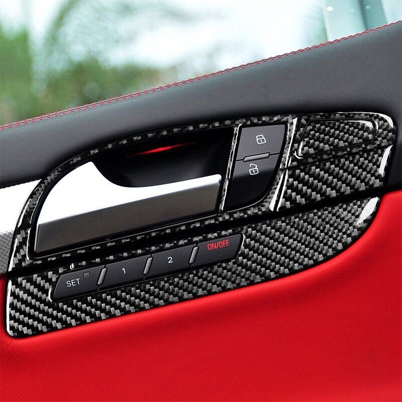 Real Carbon Fiber Car Interior Door Handle Cover Trim Fit for Audi Q7 2005-2015