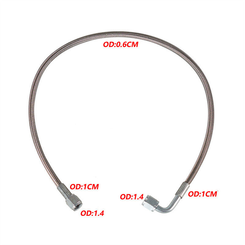 12 Turbo Oil Feed Line Stainless Braided PTFE Line 4AN 90° Straight Hose End
