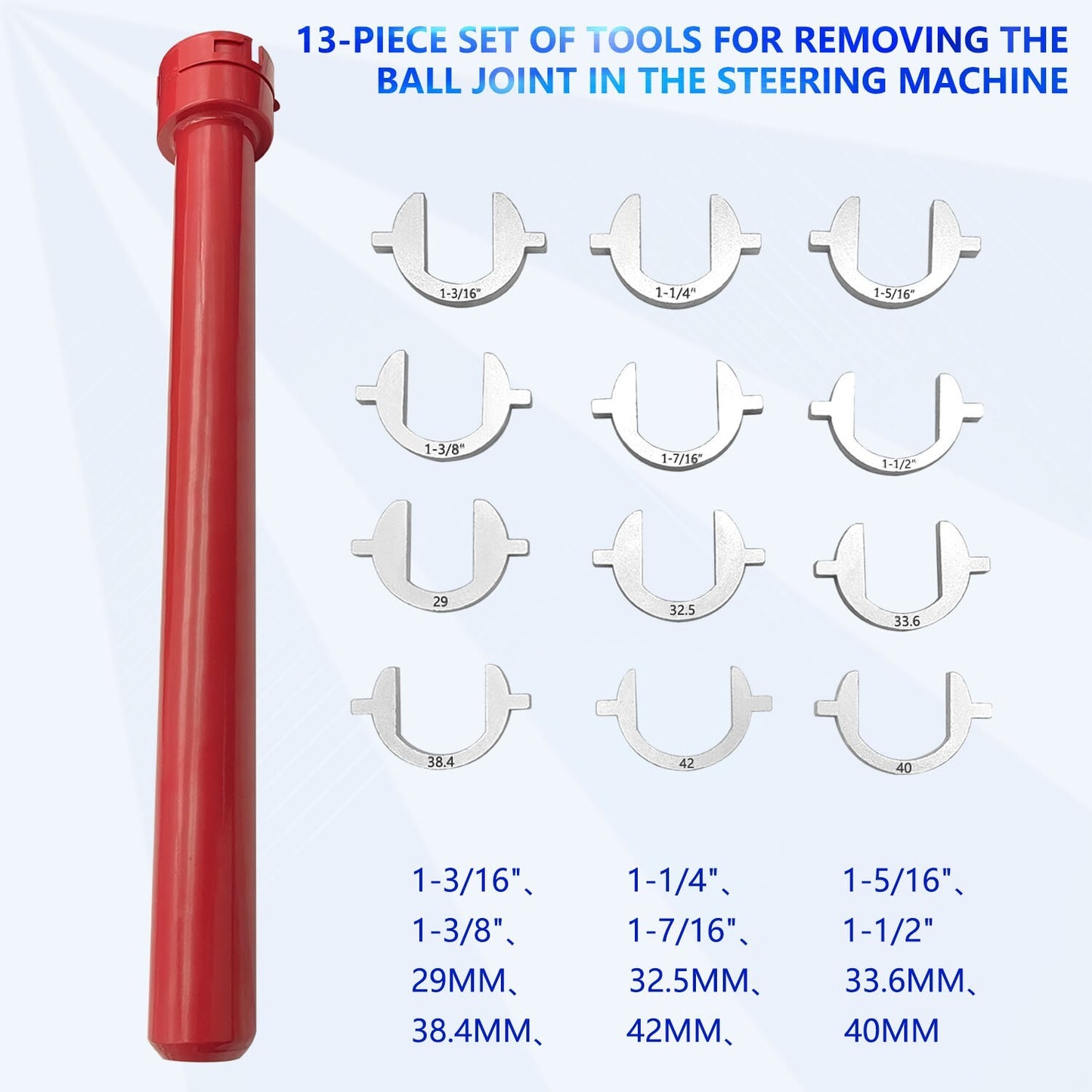 Master Inner Tie Rod Tool Set with 12 Crowfoot Adapters 1/2 Inch Drive Tube