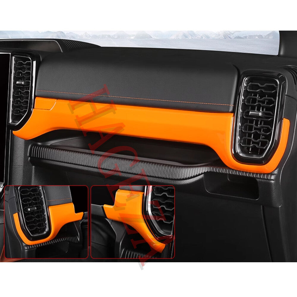 for Ford Ranger 2023+ Center Console for Co -pilot Dashboard Cover Trim Orange 4pcs