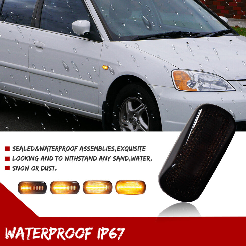 New amber dynamic smoke LED fender side marker lights for Honda for Civic Si CRV Jazz