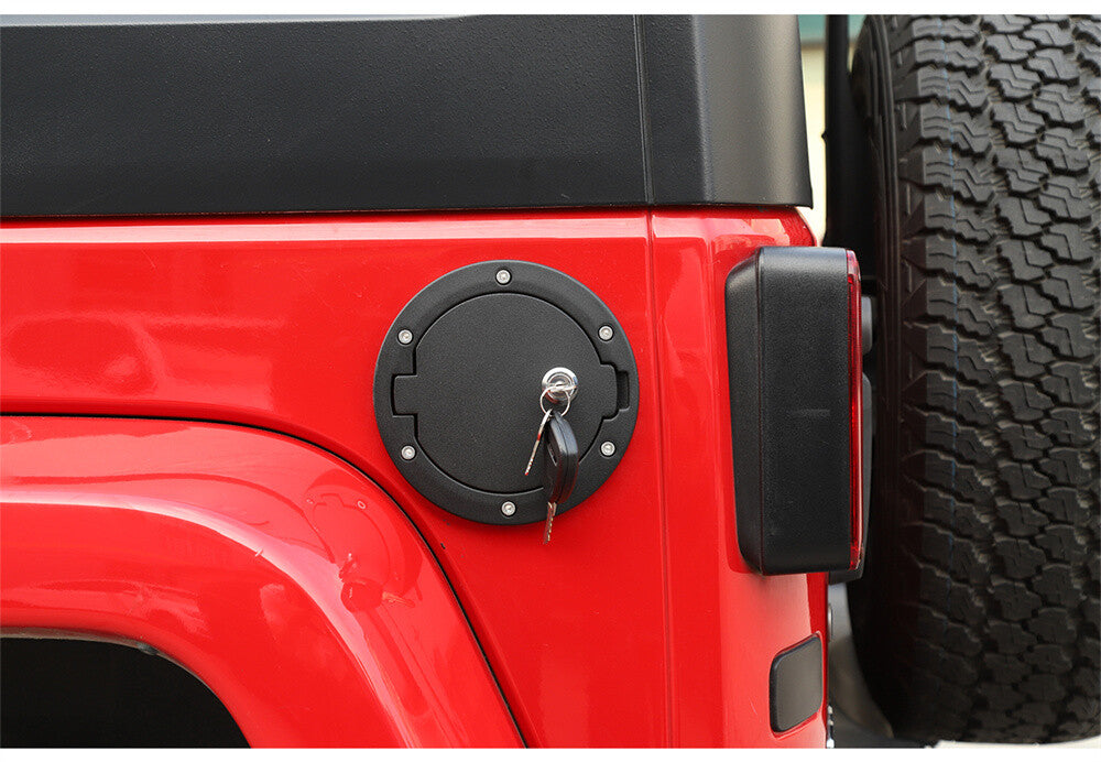 Black Locking Door Gas Tank Cap Fuel Filler Cover for Jeep for Wrangler JK 2007-2017