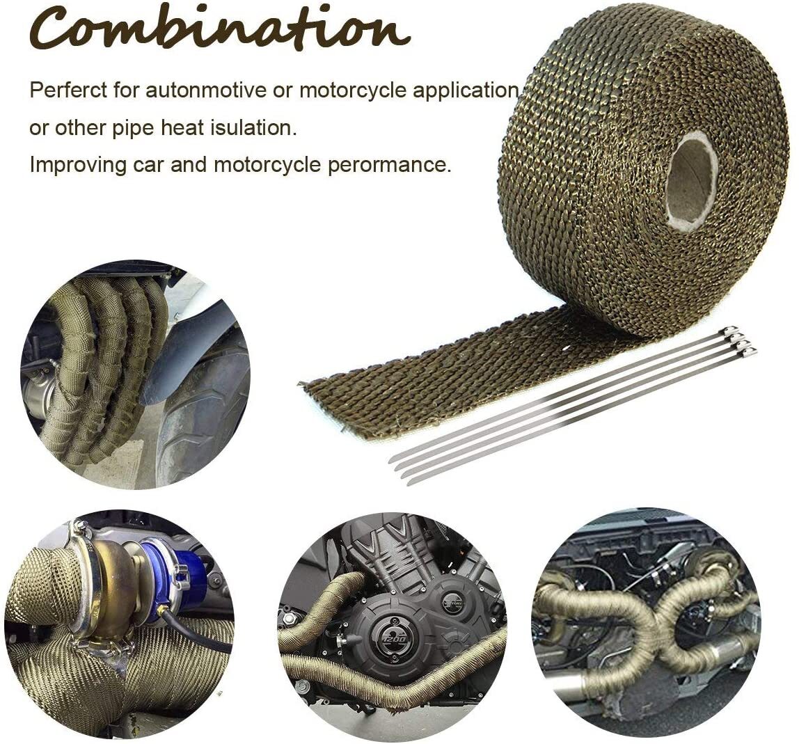 2-inch x 50-foot titanium exhaust heat-wrapping roller for motor fiberglass thermal insulation tape