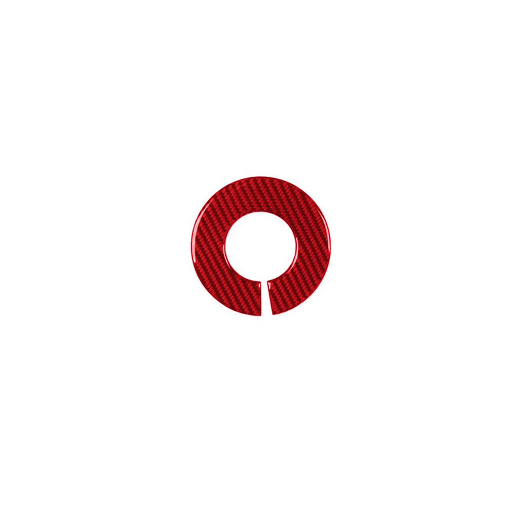Red Carbon Fiber Interior Steering Wheel Sign Ring Cover Trim For 12-15 for Fiat 500