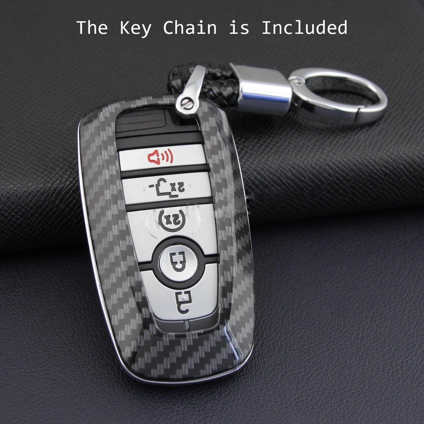 Carbon Fiber for Smart Key Fob Cover Case Chain Ring Accessories for Ford for Lincoln