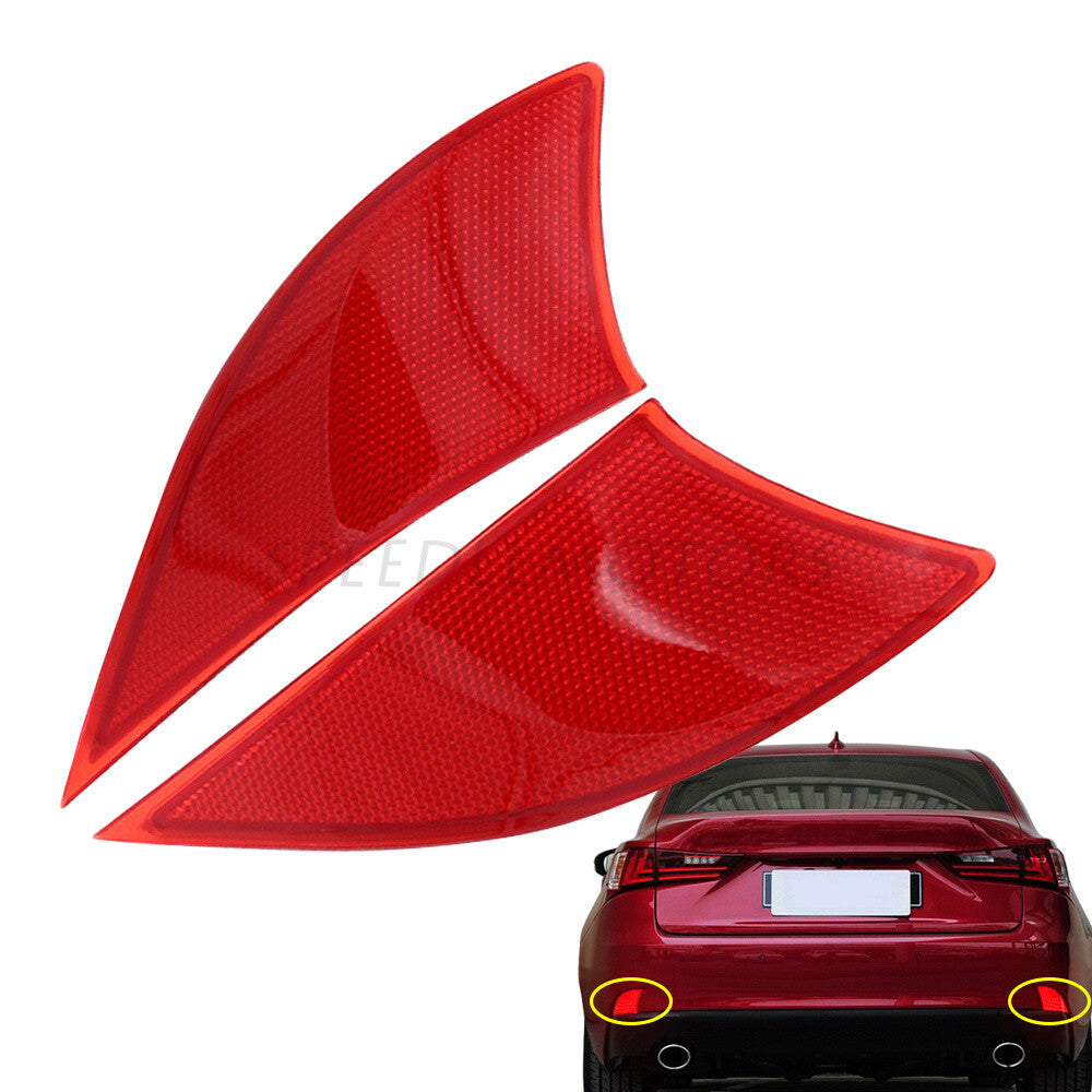 Rear Left+Right Bumper Reflectors Red for 2014-20 for Lexus IS200t IS250 IS300 IS350