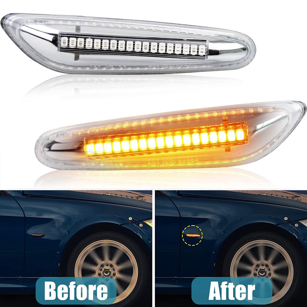 2x Clear Lens Led Side Marker Turn Signal Light Dynamic for BMW E60 E82 E46 E90