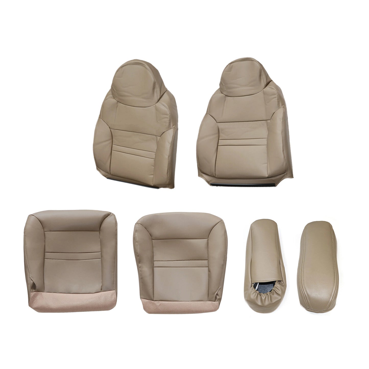 for Ford Excursion Limited XLT 2000-01 Front Bottom Top Leather for Seat Cover Tan