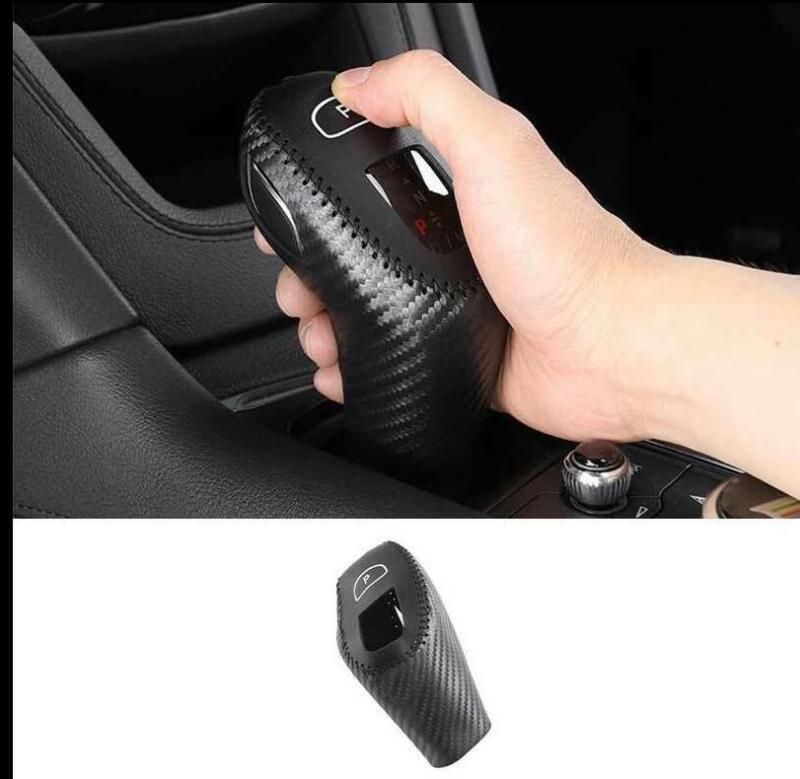 Carbon Fiber Leather Central Console Gear Shift Knob Trim for Cadillac XT4 20-22