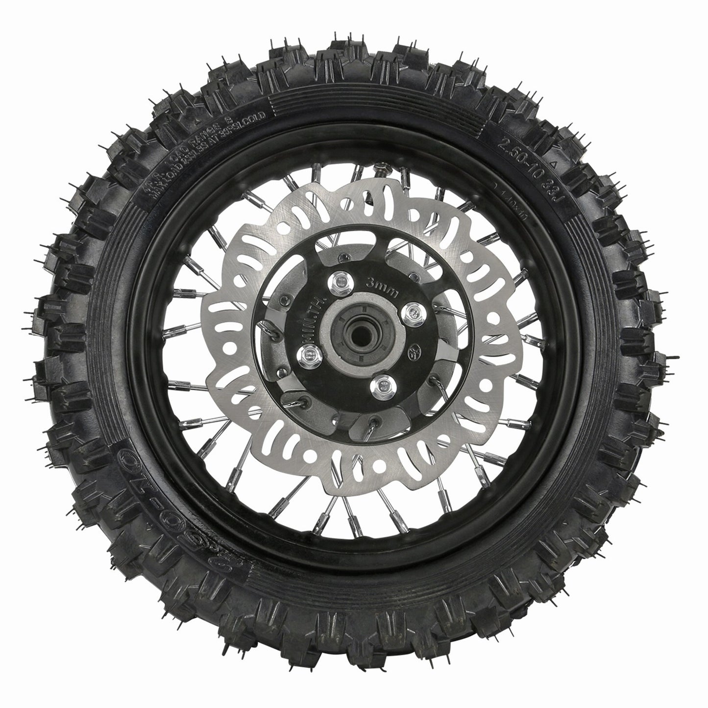 CRF50 XR50 10-inch front wheel, 2.50-10 rim, 12mm brake calipers, SSR off-road bike.
