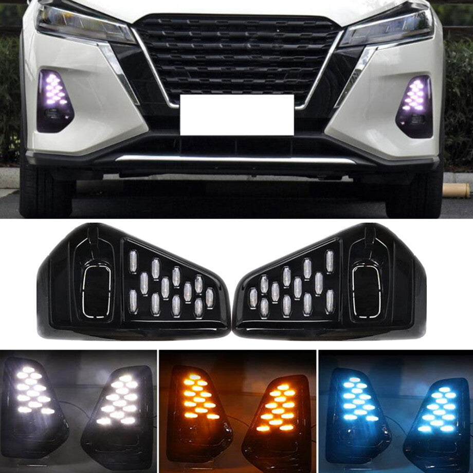 LED DRL Fog Light Daytime Running Light Kit L+R Sides Applicable to 2021-2023 for Nissan Kicks