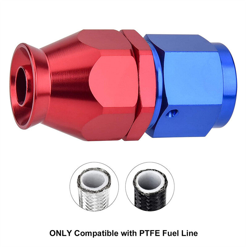 8AN PTFE Hose End Fittings Straight Aluminum Swivel 8AN For PTFE Hose Only Red