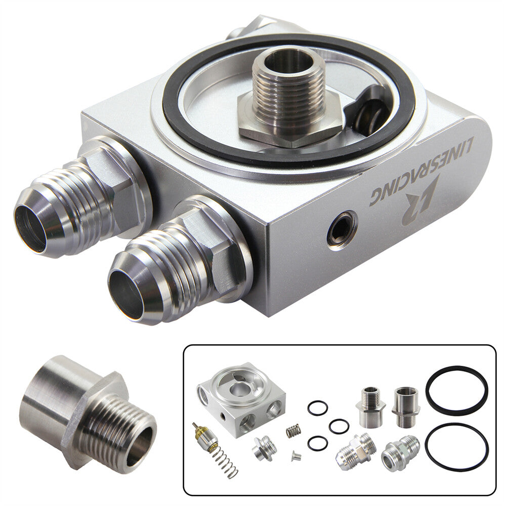 Oil Filter Adapter Thermostat 73¡À0.5¡ã M201.5 3/4-16 UNF and 1/8NPT Silver