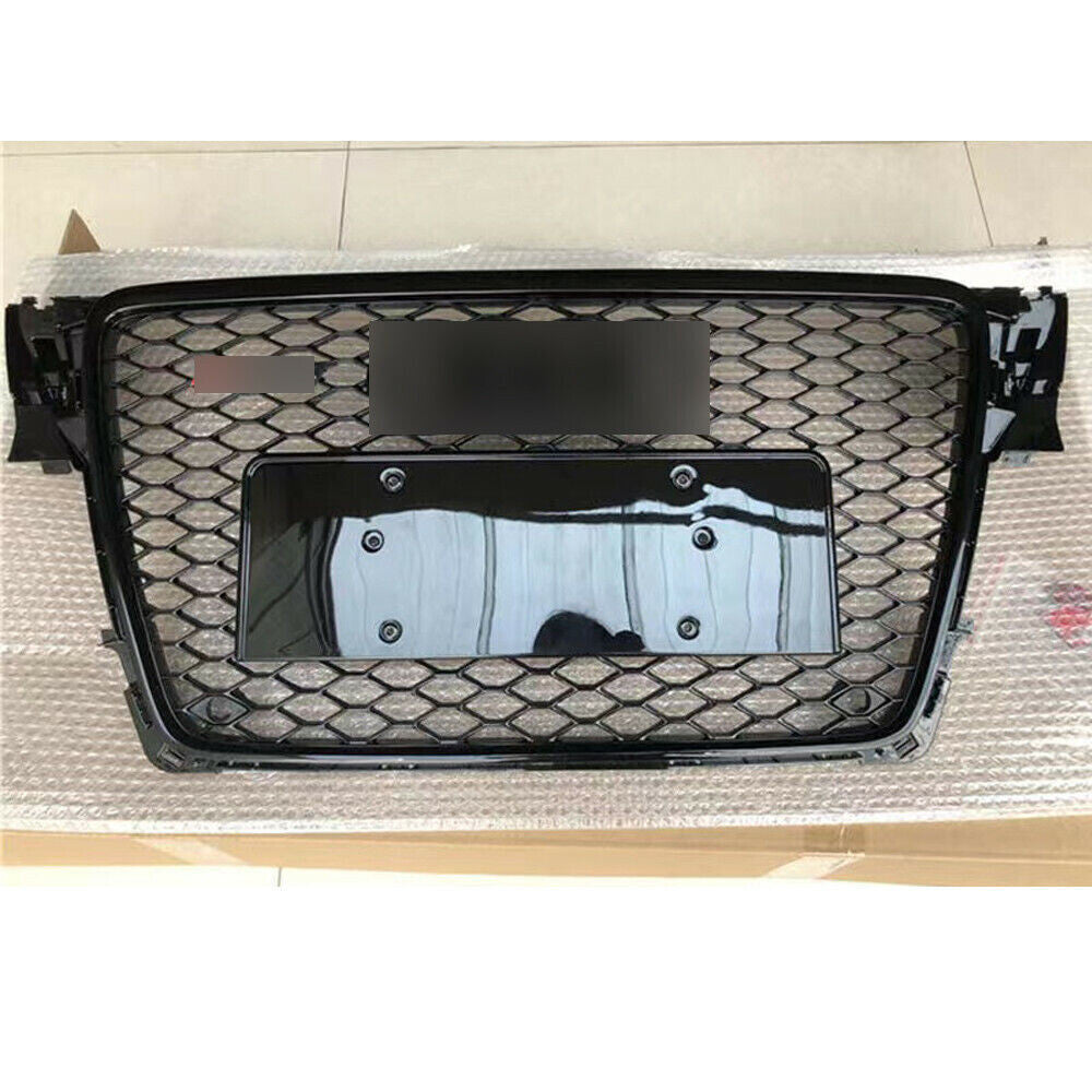 Front Bumper Honeycomb Grille+ Fog Light Frame Lamp Fit for Audi A4 S4 2009-2012