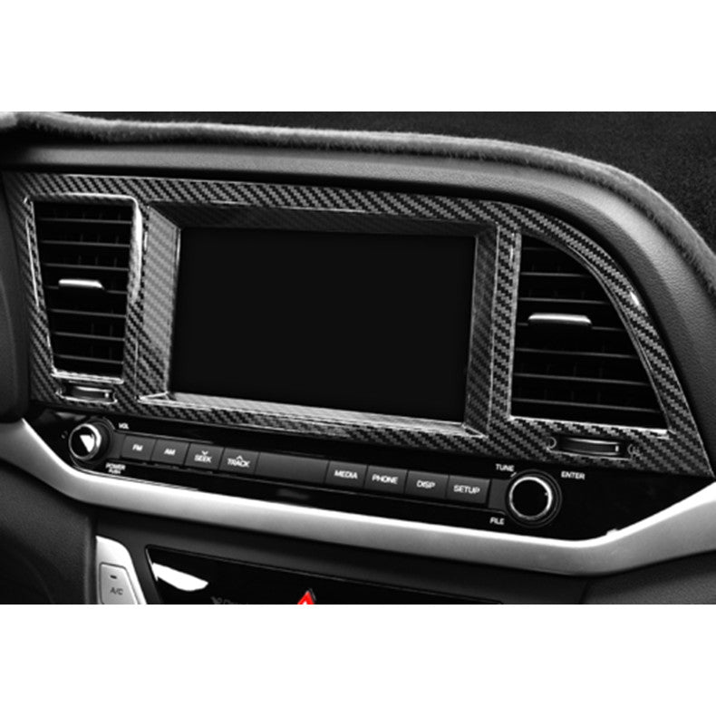 for Hyundai for Elantra 2017-2018 Carbon Fiber Inner Console Navigation Frame Cover