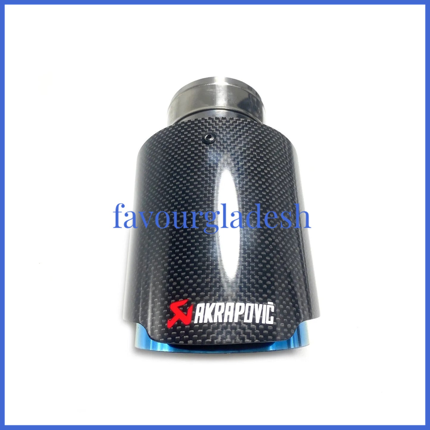 1X 2.5 63mm 4.0101mm Akrapovic Glossy Carbon Fiber Exhaust tip Blue End pipe