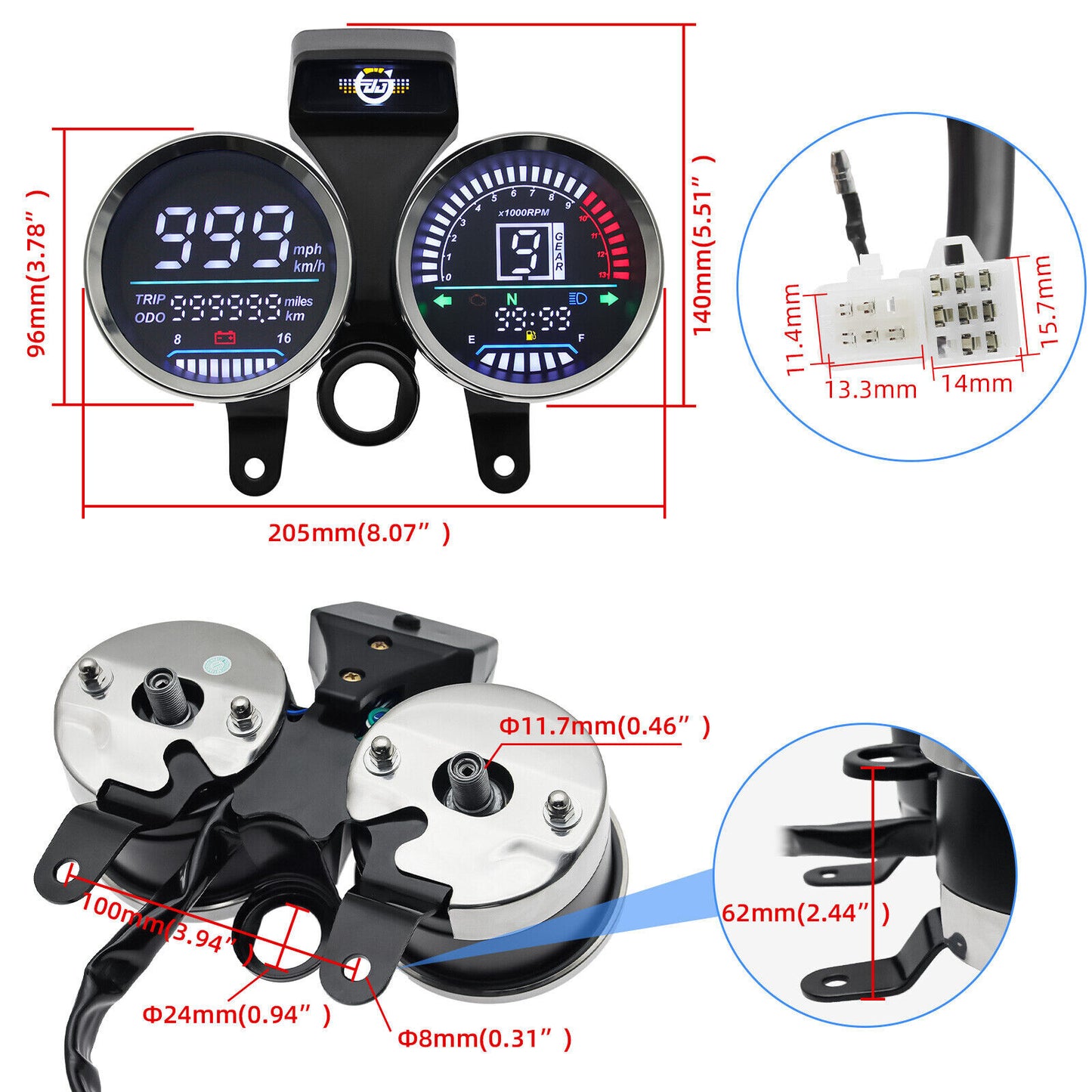 Assembly Digital Meter Speedometer Motorcycle Speed Tachometer for Suzuki GN 125