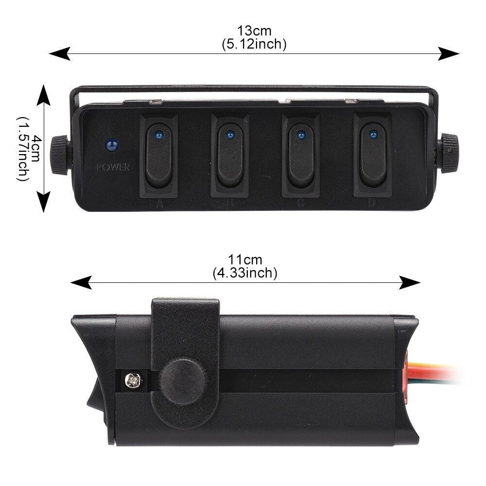 4-Gang 12V Rocker Switch Box On/Off Rocker Toggle Switch Panel Box for Car Light