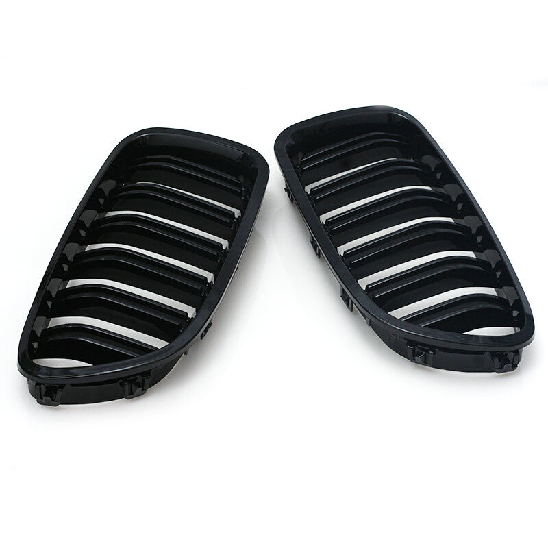 Pair Gloss Black Fit for BMW F10 F11 F18 M5 10-15 Front Kidney Grille Grill