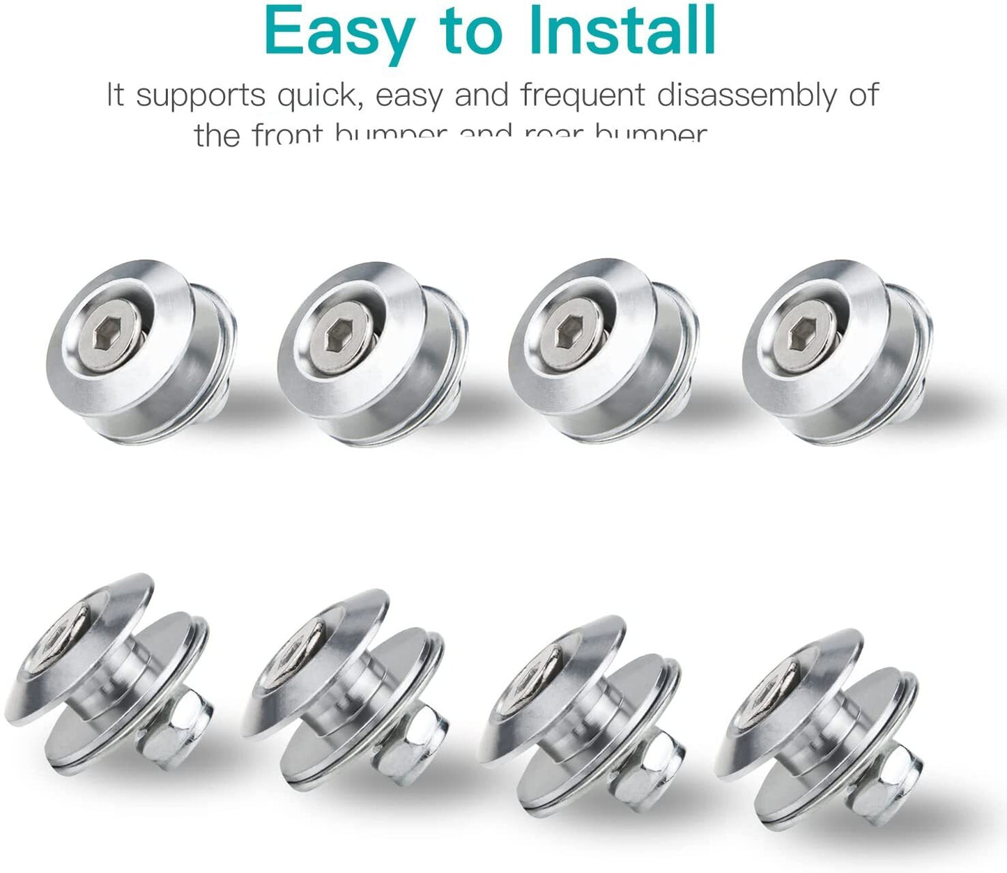 8-piece pack of quick-release front and rear bumper fasteners for car trunk mudguard hatches