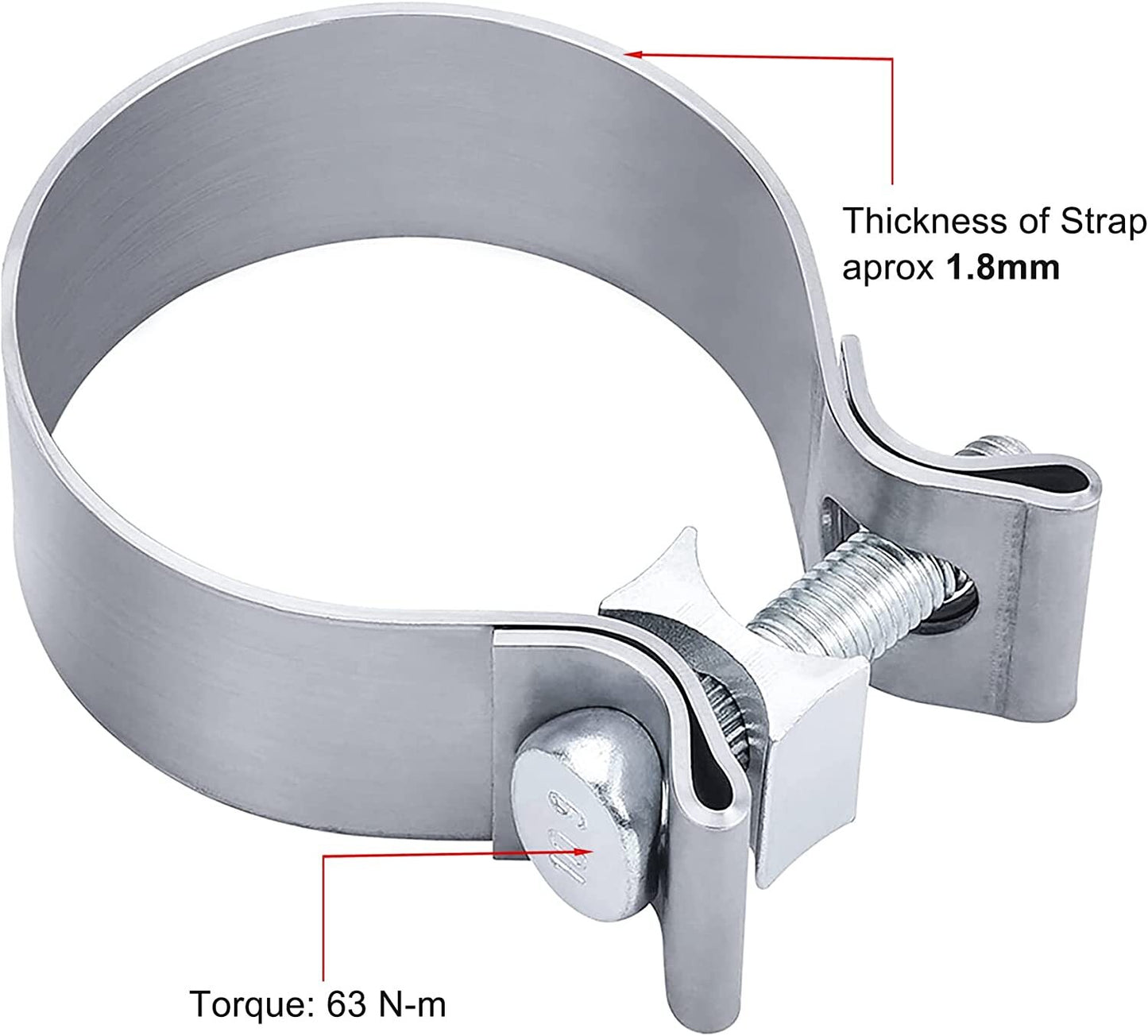 2-Pack 2.5-inch T409 Stainless Steel Narrow Strip Exhaust Clip Sealing Tape