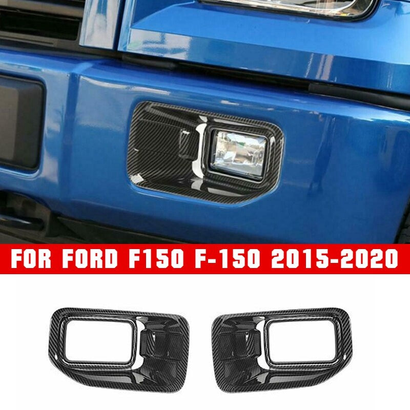 2Pc Car Front Fog Light Carbon Fiber Cover Trim Lamp for Ford F150 F-150 2015-20