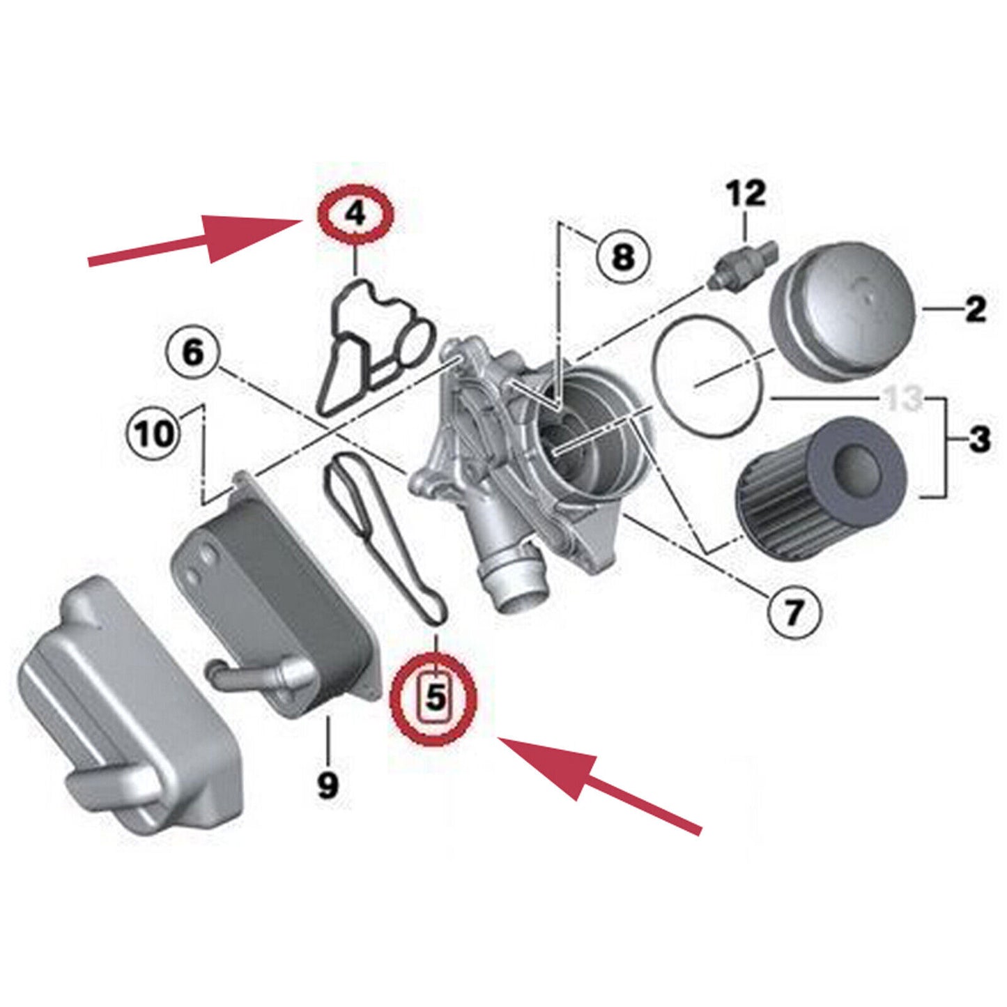 Oil filter housing gaskets and cooler seal kits for BMW 11428637820 11428637821