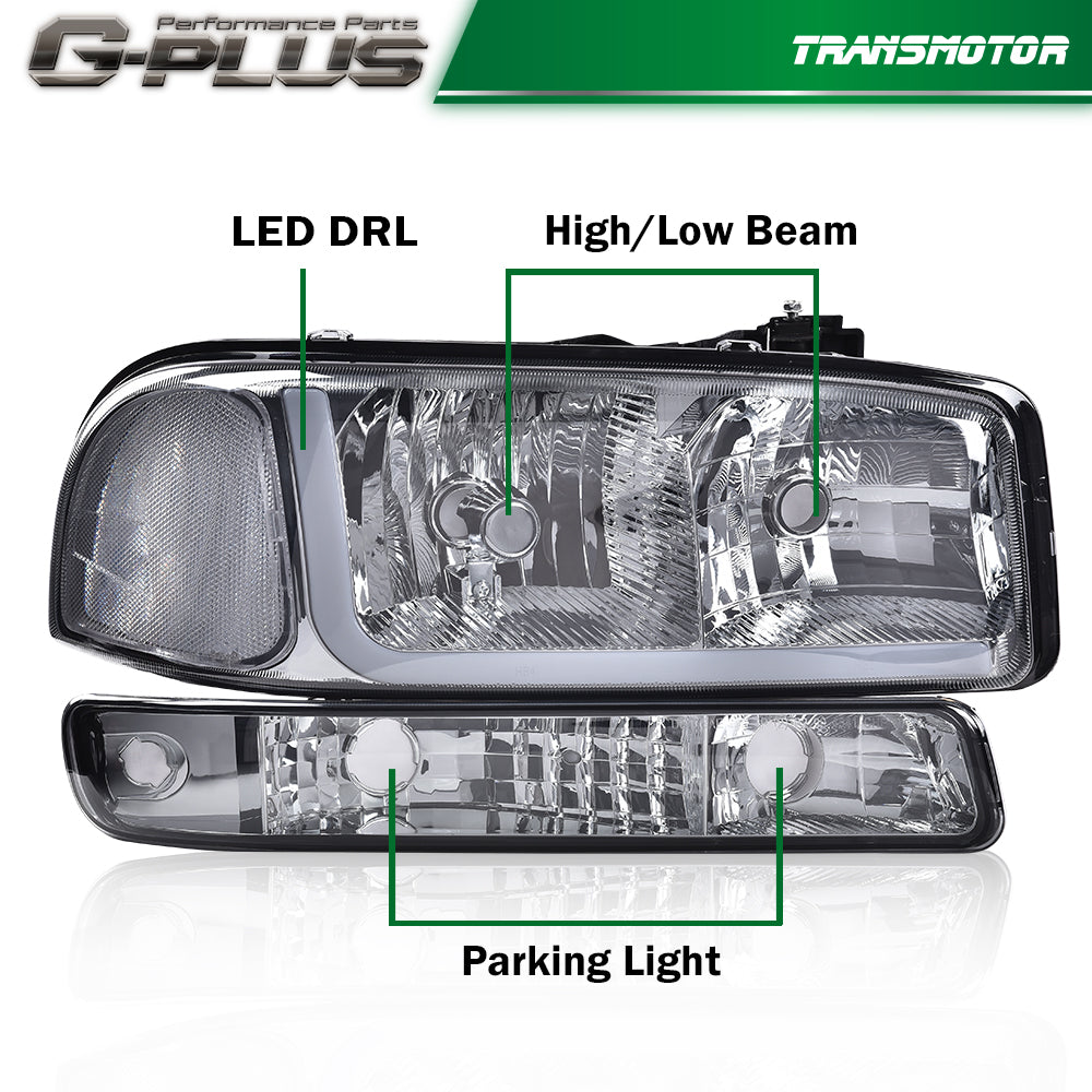 Sister 99-07 for Sierra for Yukon Chrome LED DRL Gum Bright Red