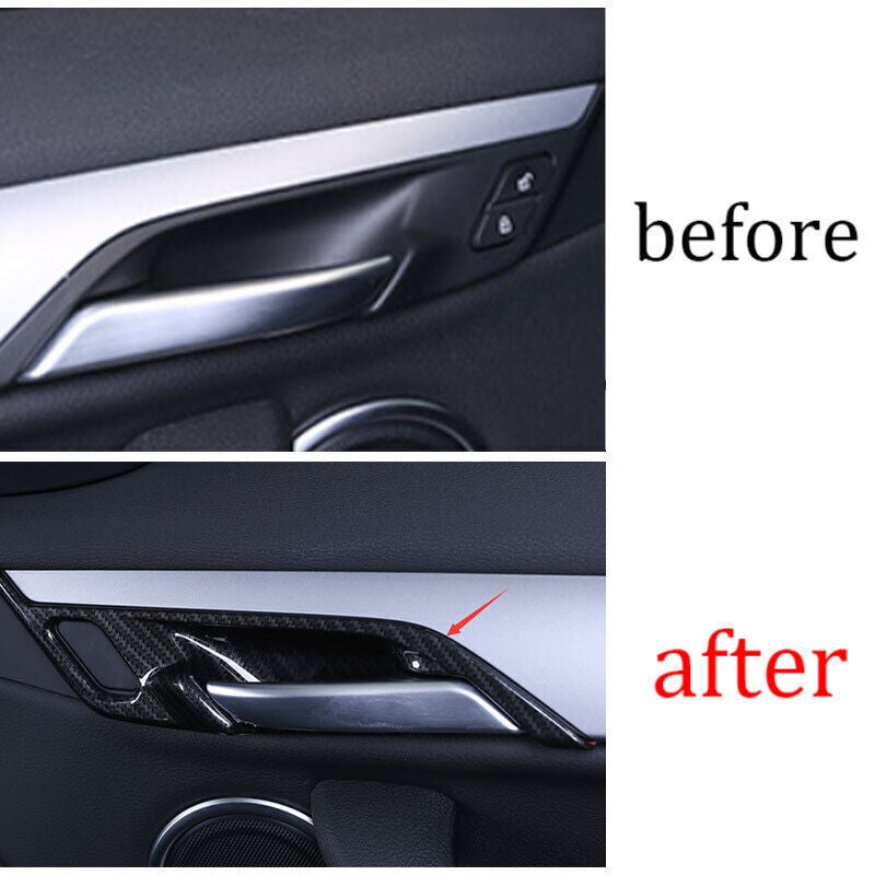 for BMW X1 F48 2016-2022 Carbon Fiber Interior Door Handle Bowl Frame Cover Trim