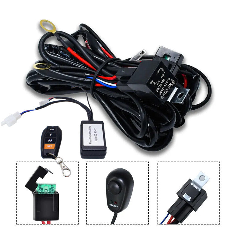 Car 12V 40A On-off Remote Switch LED Light Bar Remote Controller Wiring Harness