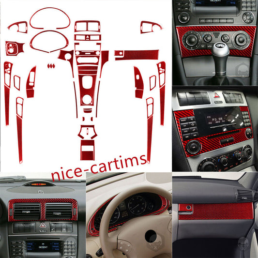 44¡Á Red Carbon Fiber Interior Full Set Trim Kits for Benz C Class W203 2005-2007