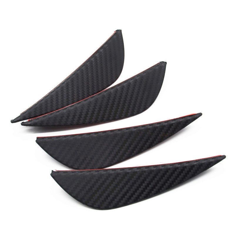 Car Front Bumper Rubber Carbon Fiber Splitter Fin Exterior Body Spoiler Canards