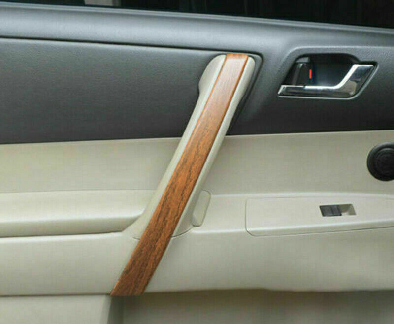 4For for Toyota Highlander 2008-13 Wood Grain Interior Door Armrest Strip Cover Trim