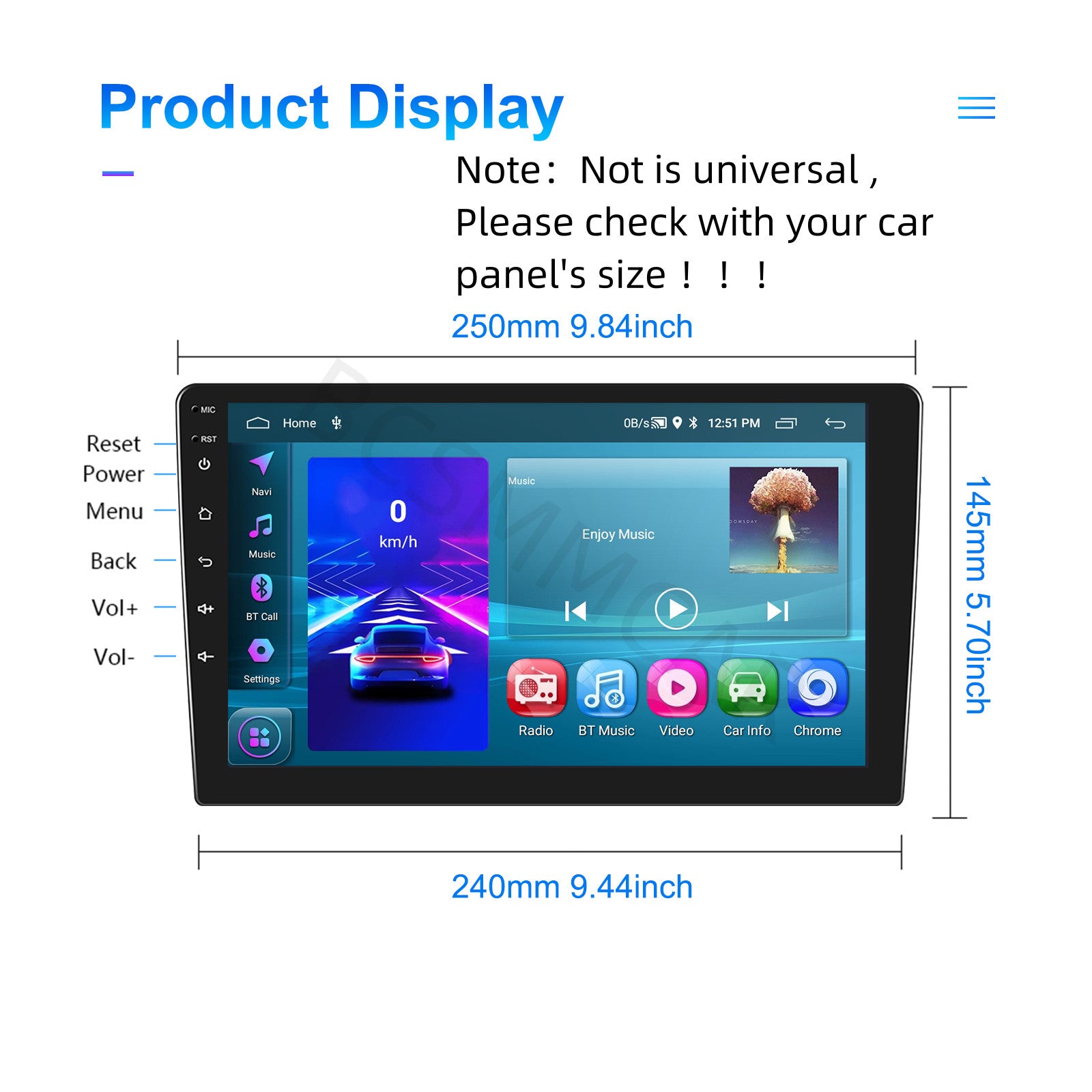 2G+64G 10in Android 13 Car Radio GPS Double 2 Din For Apple CarPlay Android Auto