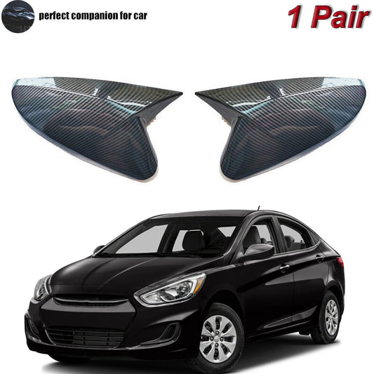 1 pair of carbon fiber style side mirror caps for modern accents 2012-2017