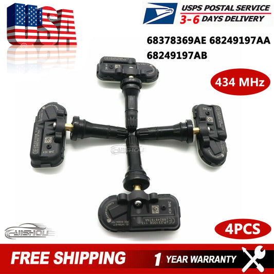 Set of 4 68249197AA TPMS TIRE PRESSURE SENSOR for Jeep Cherokee for Dodge for RAM 1500