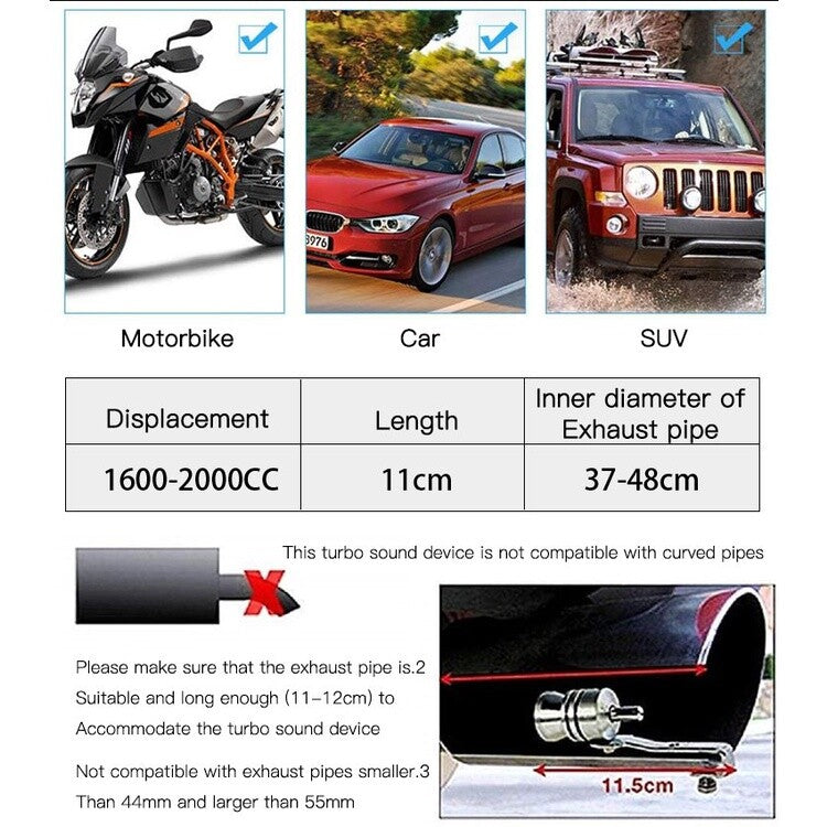General Motors Turbo Sound Simulation Tube Whistle Car Super Roaring Machine
