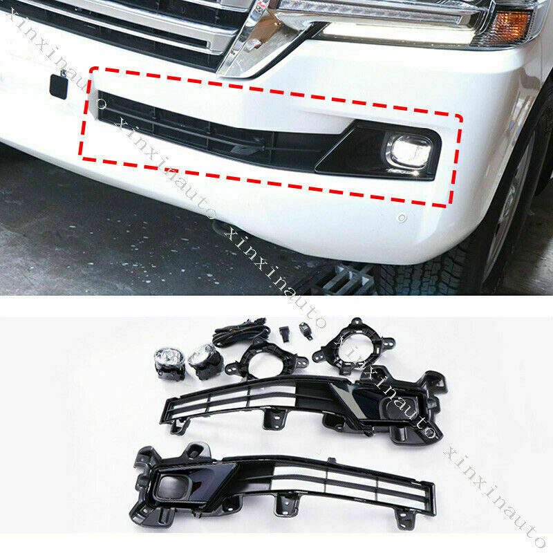 For 2016-21 for toyota for Land Cruiser LC200 Black Bumper Front fog lights Assembly Kit