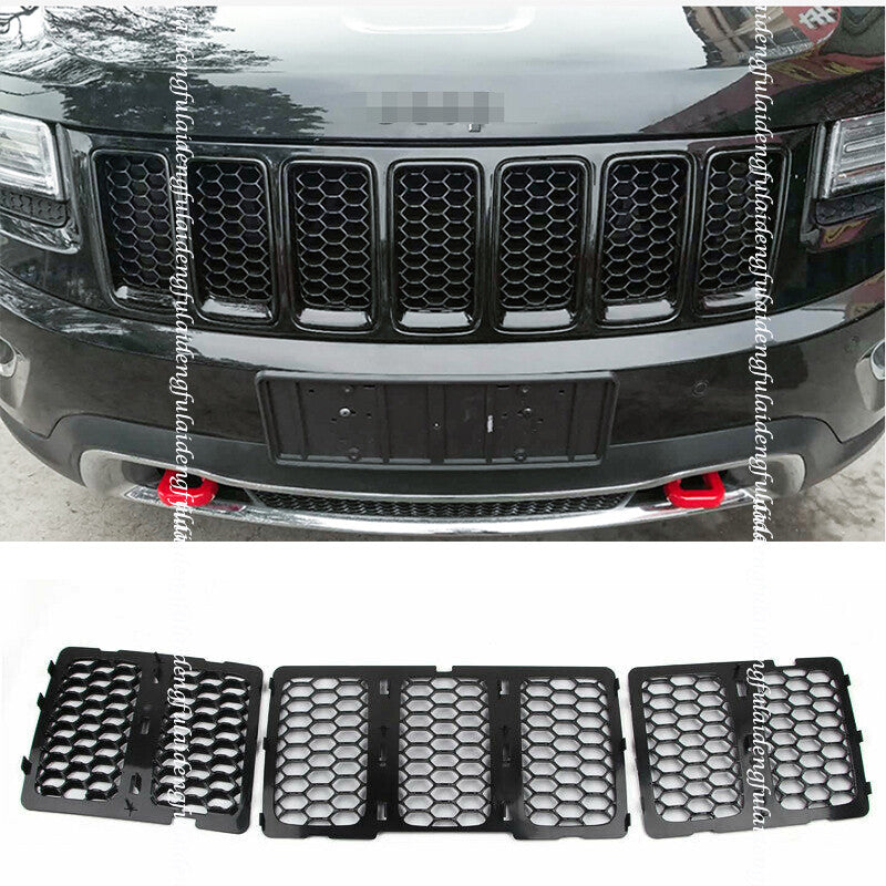 for Jeep Grand Cherokee 2014-16 Black Front bumper Center Mesh Grille Cover Trim