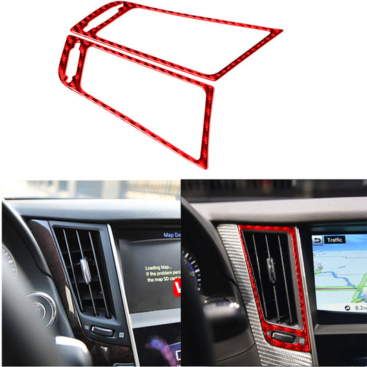 Red Carbon Fiber Air Vent Outlet Panel Trim Fit for Infiniti Q50 Q60 2014-2019