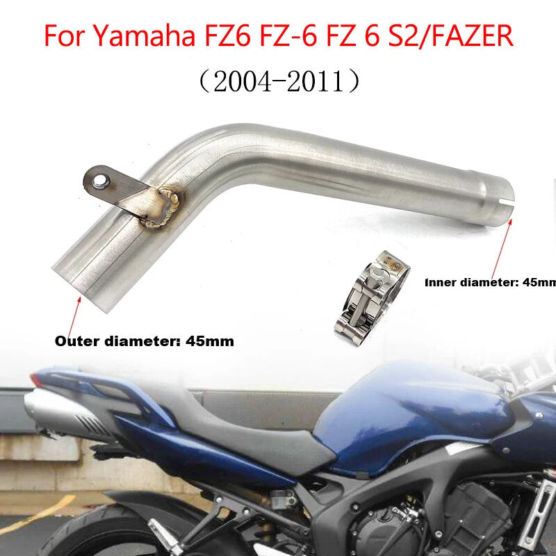 for Yamaha FZ6/Fazer S2 2004-2011 Stainless Slip-On Exhaust Mid Pipe Kit w/Catalyst