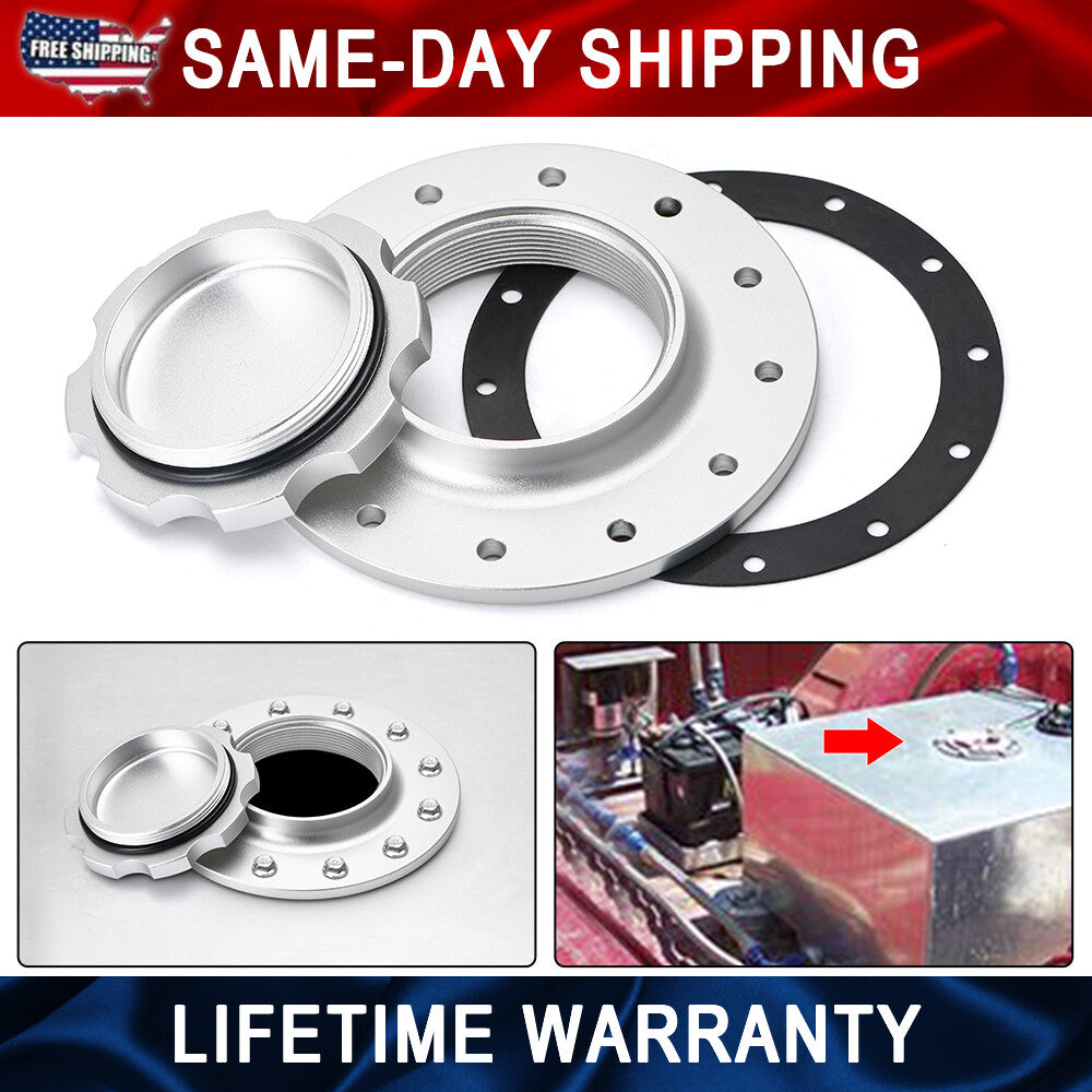 Aluminium Twist On Filler Neck Cap Billet Fuel Cell Flush Tank Cap Mount 12 Bolt