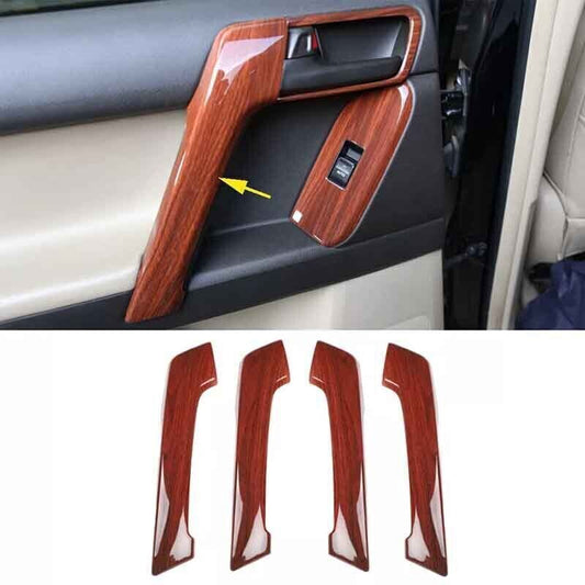 4X Peach Wood Interior Door Armrest Strip Cover Trim for Toyota Prado 2010-2018