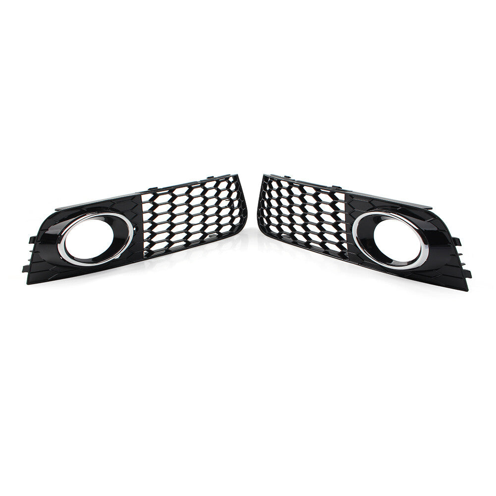Front Fog Light Honeycomb Hex Mesh Grille Cover for Audi A4 B8 2009-2012 Chrome