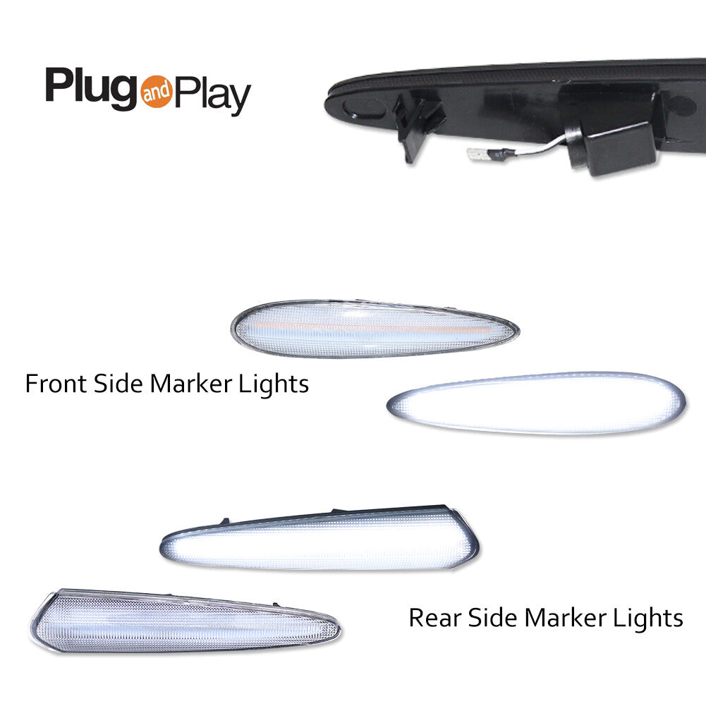 Four transparent plastic lenses with white LED F R side marker lights for 00-03 for Nissan Maxima