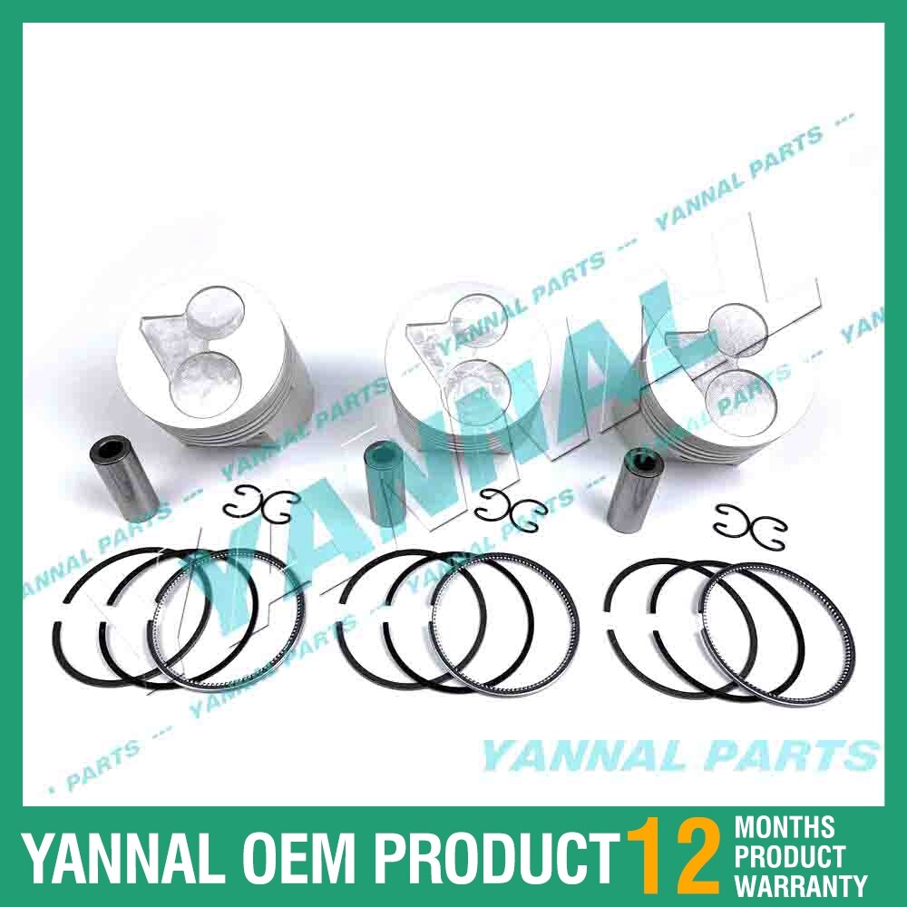 3-piece piston with piston rings + 0.5 mm for Kubota D1703 engine (oversized)