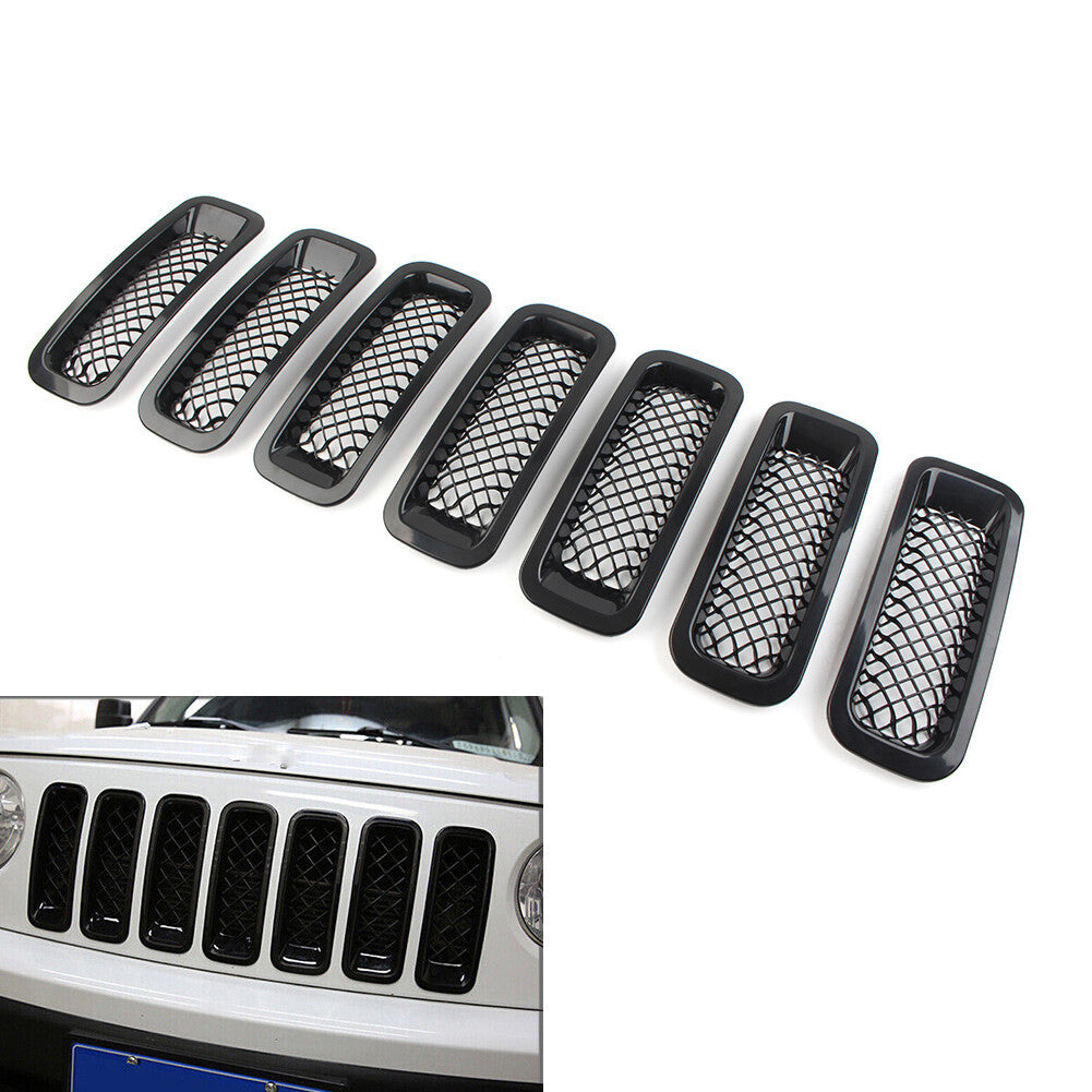 7 Pcs Front Mesh Grille Grill Cover for Jeep Patriot 2011-2017