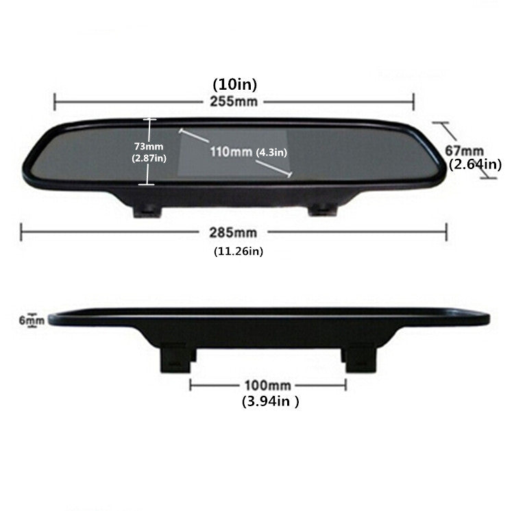 Car Mirror Display LED Night Reversing Camera Reverse Parking Rear View Monitor