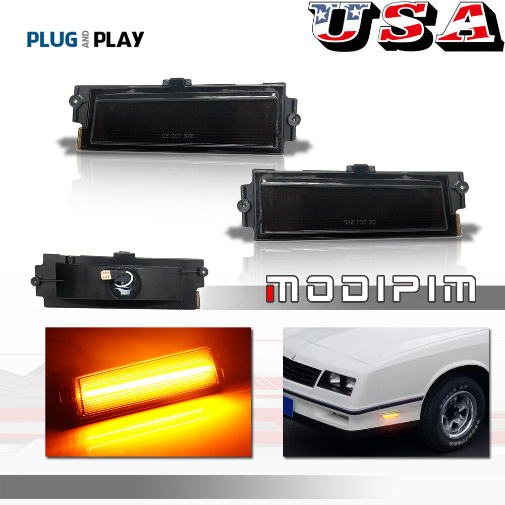 Suitable for 1981-1988 for Chevrolet Monte Carlo SS Amber LED Front Side Marker Lights (Smoked 2-Piece)