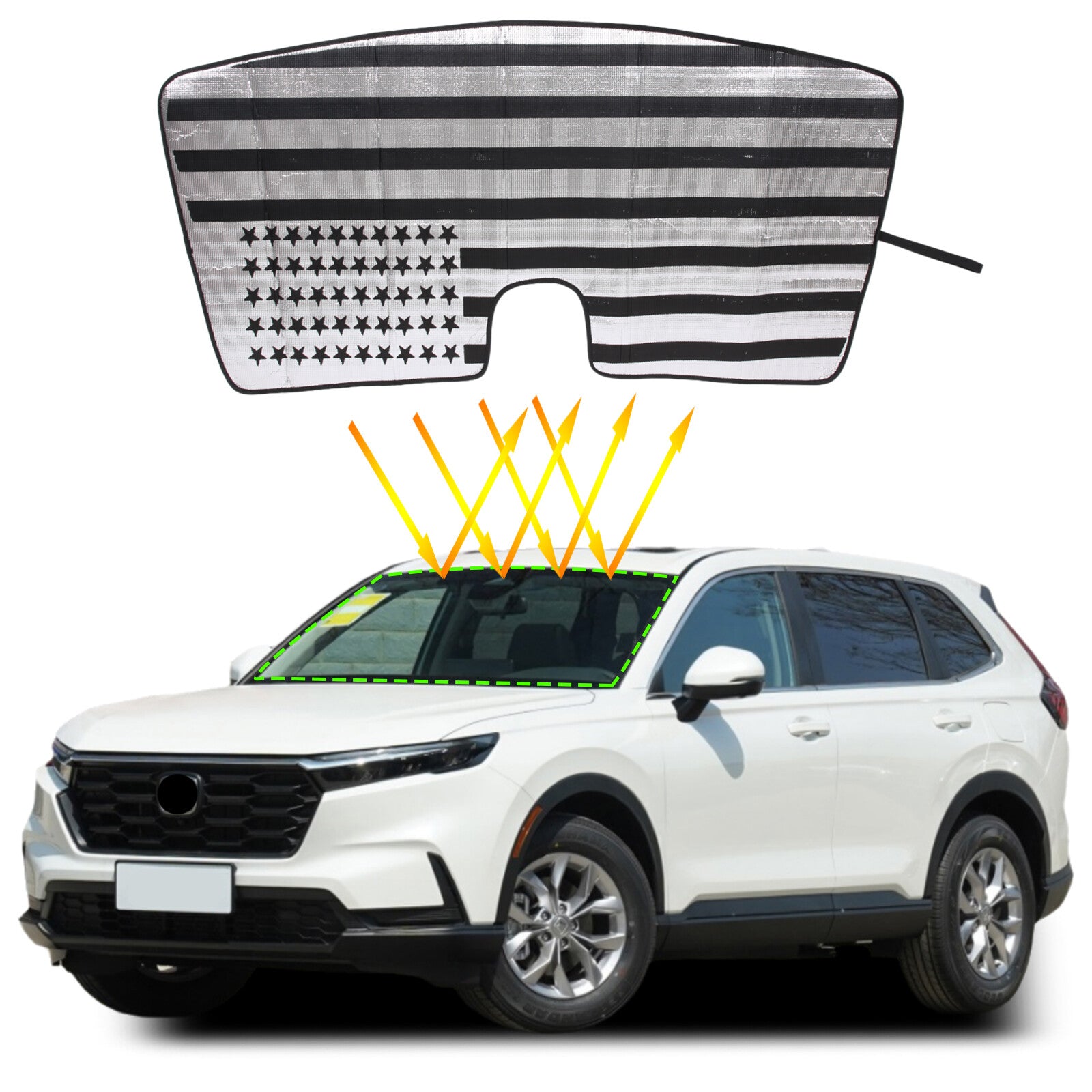 American flag windshield sunshade UV block cover for Honda CRV 2023-2024
